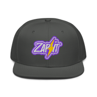 Zap It nostr snapback hat in Charcoal gray, front view.