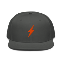 Lightning bitcoin snapback hat in Charcoal gray, front view.