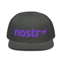 Nostr nostr snapback hat in Charcoal gray, front view.