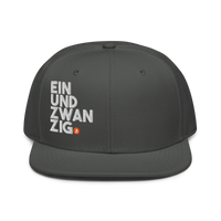 Einundzwanzig bitcoin snapback hat in Charcoal gray, front view.