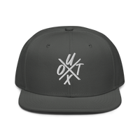 UTXO bitcoin snapback hat in Charcoal gray, front view.