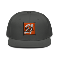 21 Rebel bitcoin snapback hat in Charcoal gray, front view.