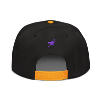 Zap It nostr snapback hat in Gold / Black / Black, back view.