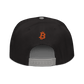 Back view of a black and grey bitcoin snapback hat.