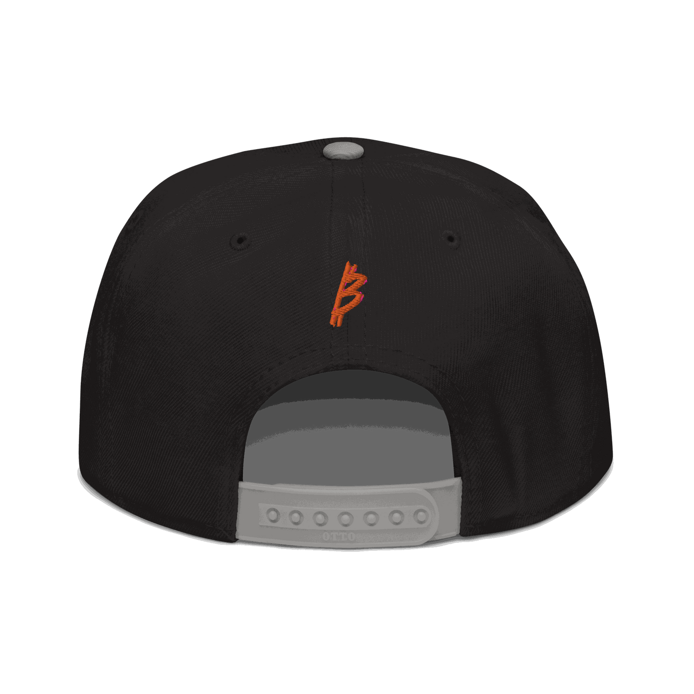 Black and yellow 21 Rebel Bitcoin snapback hat with flat visor and grey under visor