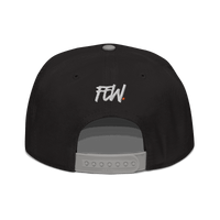 Back view of a black and grey bitcoin snapback hat.