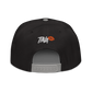 Back view of a black and grey bitcoin snapback hat.