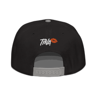 Back view of a black and grey bitcoin snapback hat.