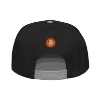 Black Einundzwanzig Bitcoin snapback hat with flat visor and grey under visor