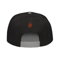 Sats Symbol bitcoin snapback hat in Gray / Black / Black, back view.