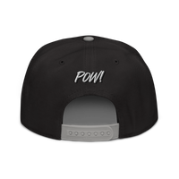 POW! Bitcoin-Snapback-Cap in Grau / Schwarz, Rückansicht.