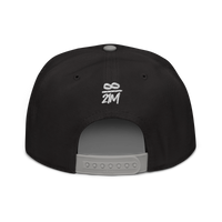 Infinity / 21M bitcoin snapback hat in Gray / Black / Black, back view.