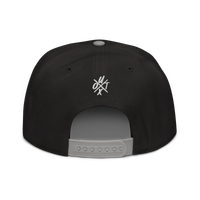 UTXO bitcoin snapback hat in Gray / Black / Black, back view.