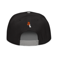 White Rabbit bitcoin snapback hat in Gray / Black / Black, back view.