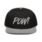 Front view of a black and grey bitcoin snapback hat.