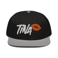 Front view of a black and grey bitcoin snapback hat.