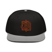 Circuit Board bitcoin snapback hat in Gray / Black / Black, front view.