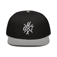 UTXO bitcoin snapback hat in Gray / Black / Black, front view.