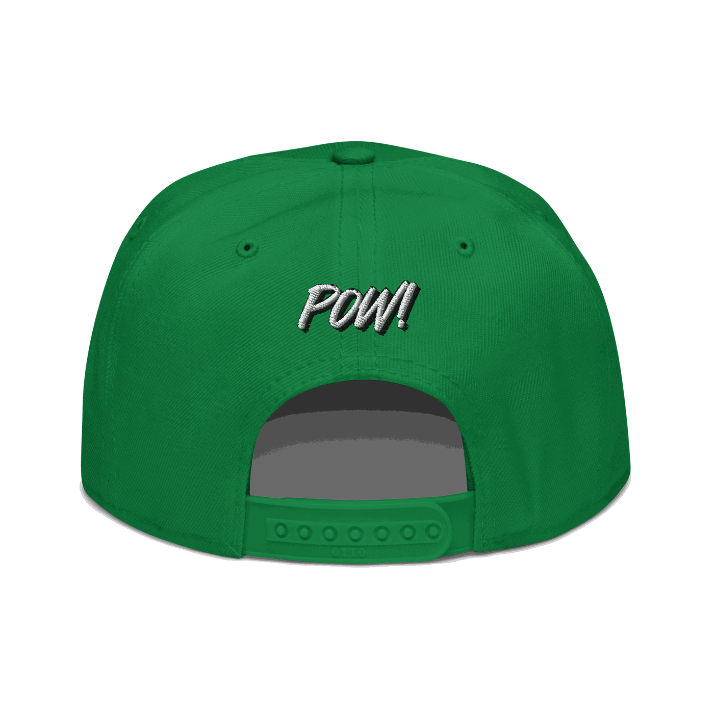 Back view of a green and black bitcoin snapback hat.