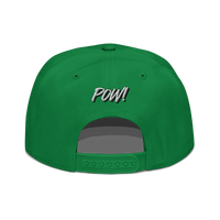 Back view of a green and black bitcoin snapback hat.