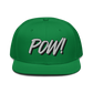 Front view of a green and black bitcoin snapback hat.