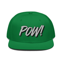 Front view of a green and black bitcoin snapback hat.