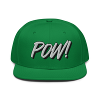 POW! Bitcoin-Snapback-Cap in Kellygrün, Vorderansicht.