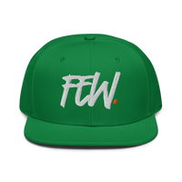 Few. bitcoin snapback hat in Kelly Green, front view.