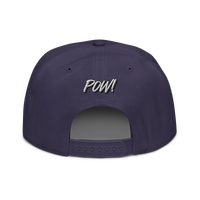 POW! Bitcoin-Snapback-Cap in Marineblau, Rückansicht.