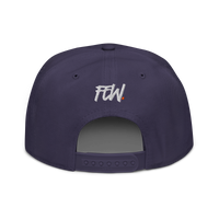 Few. bitcoin snapback hat in Navy, back view.