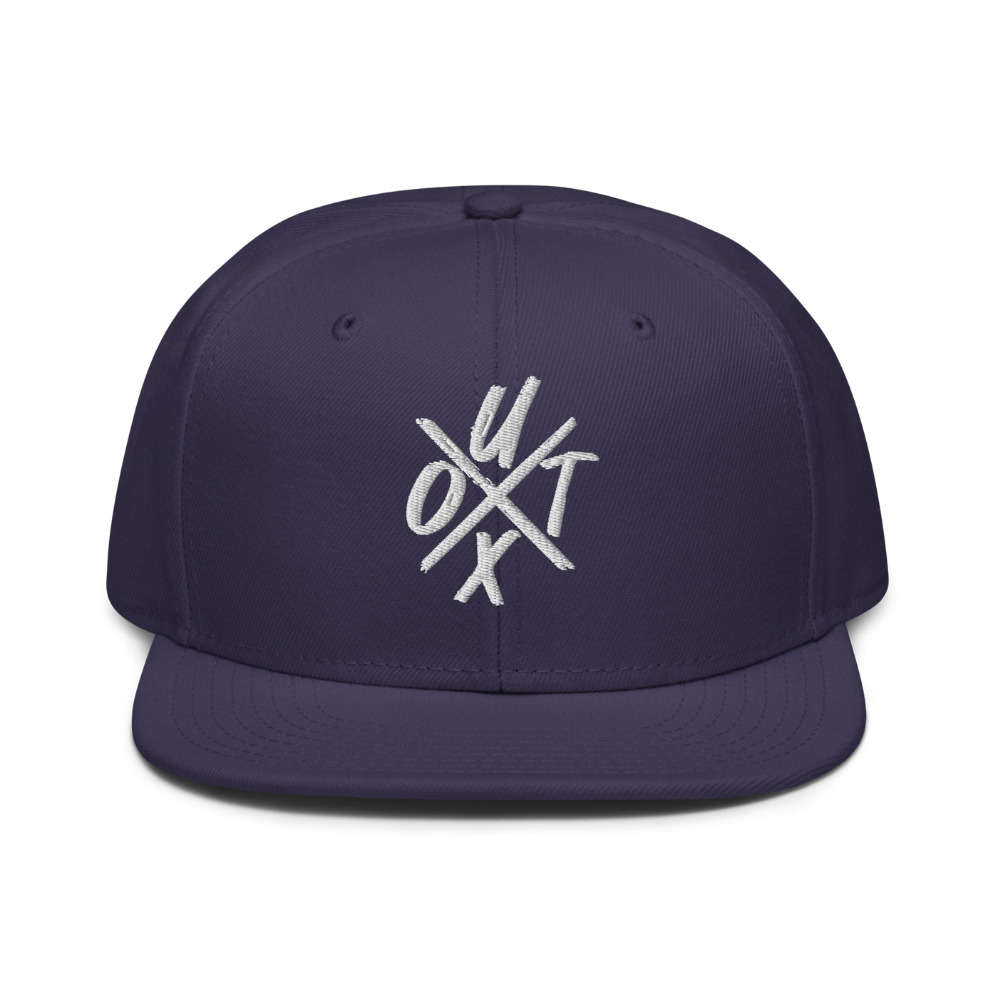UTXO bitcoin snapback hat in Navy, front view.
