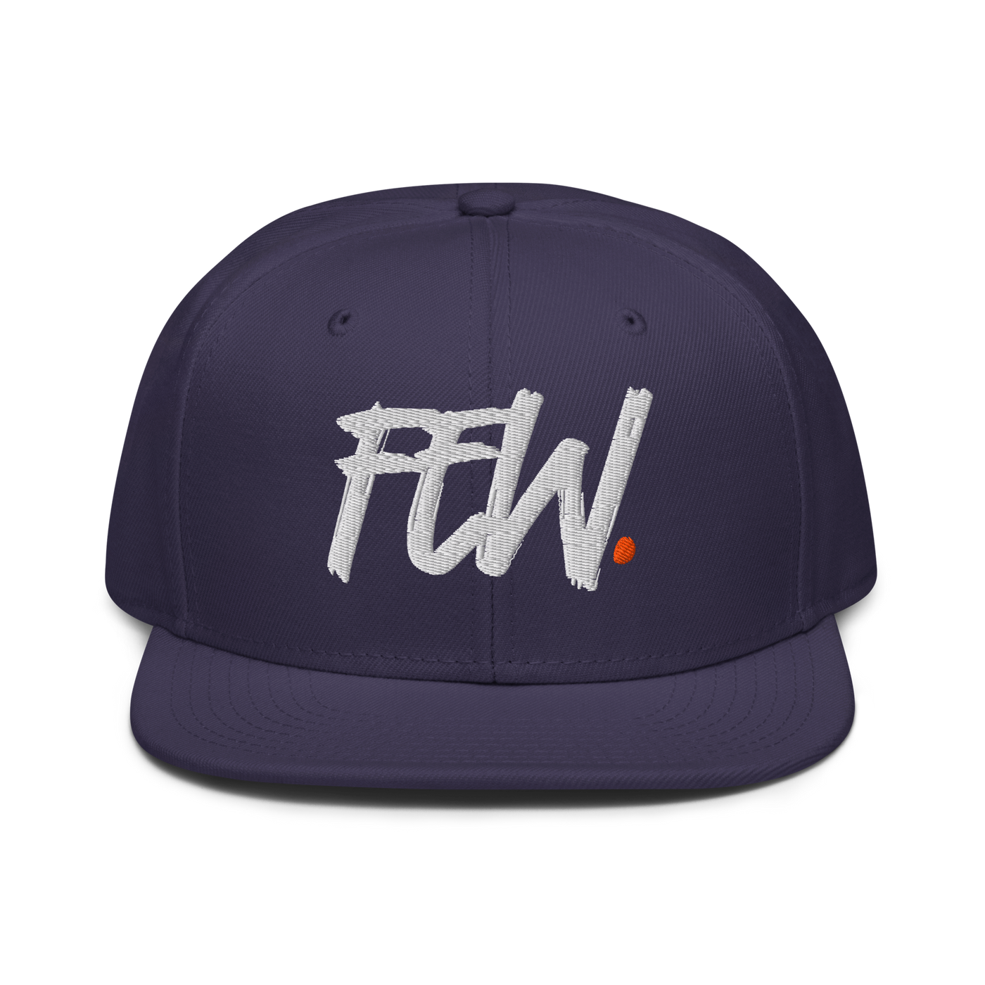 Few. bitcoin snapback hat in Navy, front view.