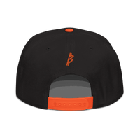 Black 21 Rebel bitcoin snapback hat with structured high-profile design and grey under visor