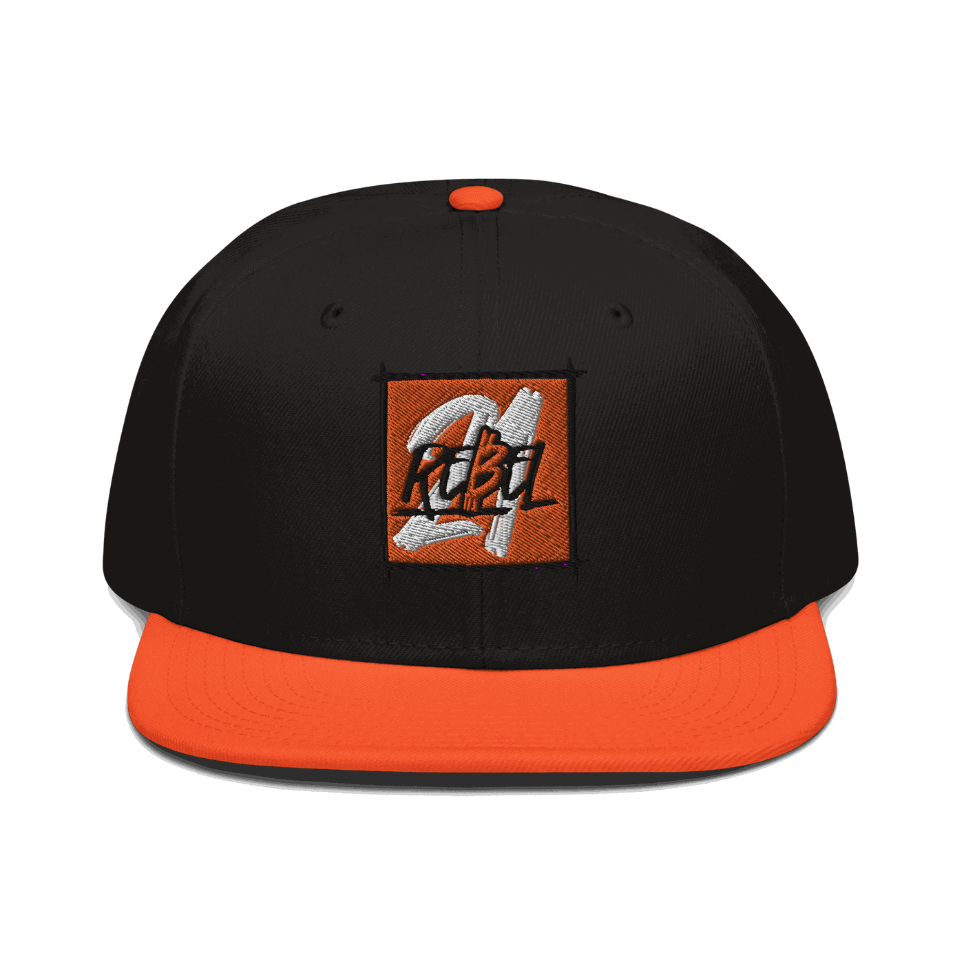 Black Bitcoin snapback hat with flat visor and yellow 21 Rebel logo embroidered front