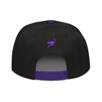 Nostrich nostr snapback hat in Purple / Black / Black, back view.