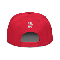 Infinity / 21M bitcoin snapback hat in Red, back view.