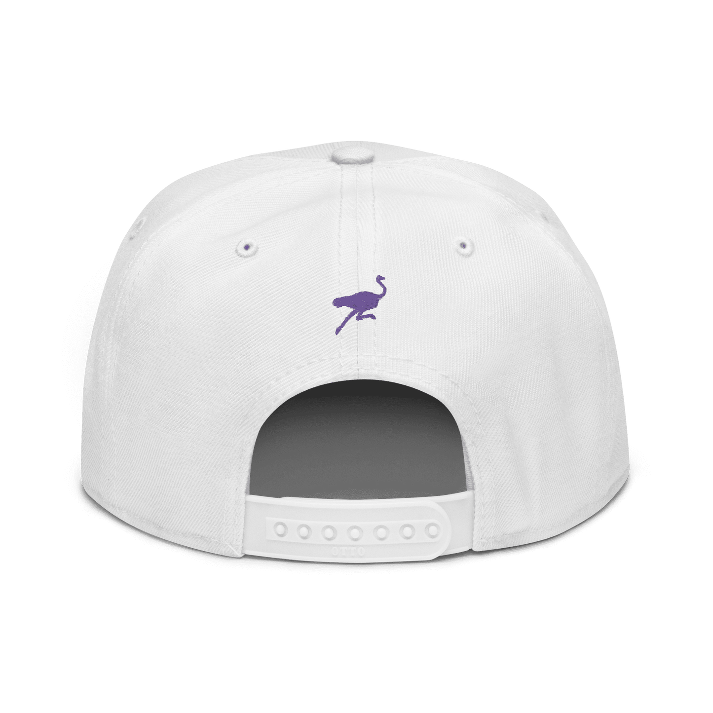 Back view of a white nostr snapback hat.