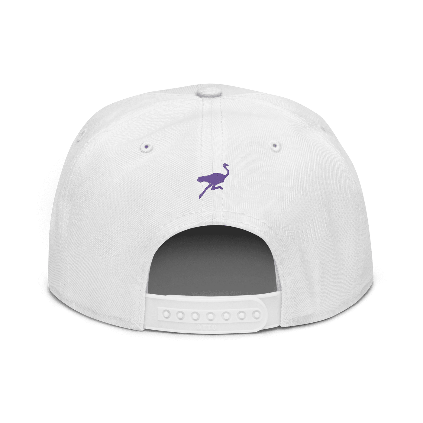 Back view of a white nostr snapback hat.