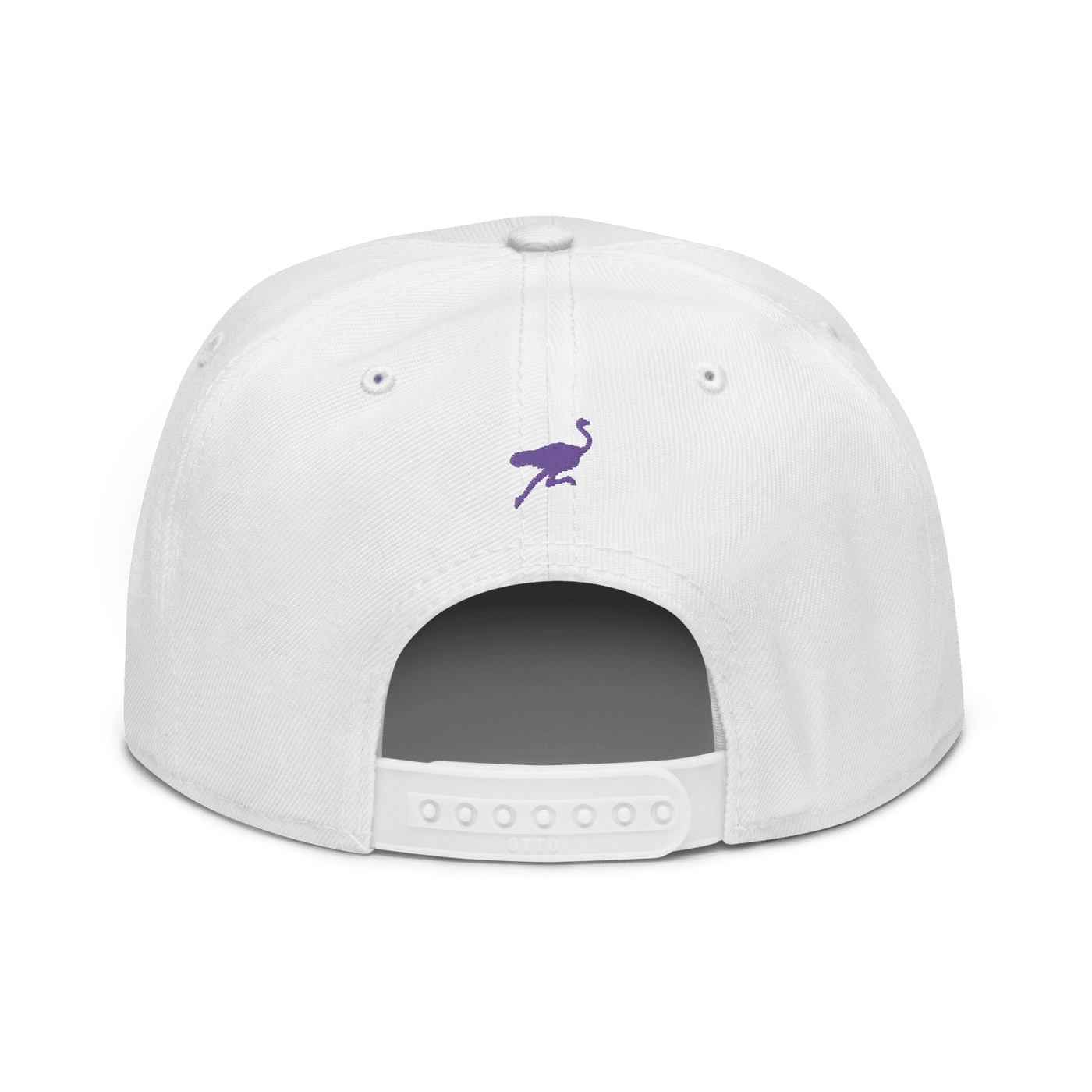 Back view of a white nostr snapback hat.