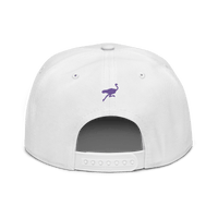 Back view of a white nostr snapback hat.