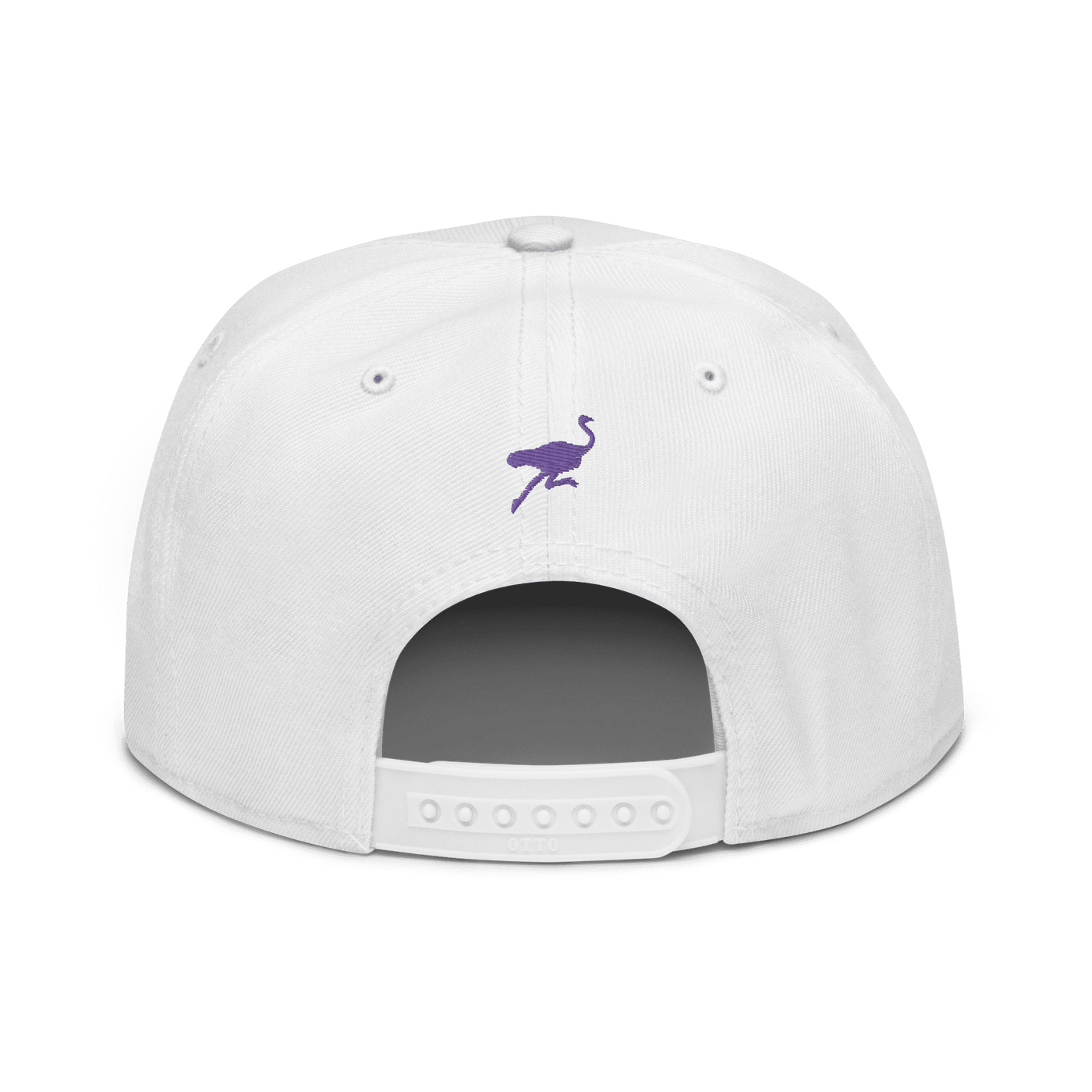 Back view of a white nostr snapback hat.