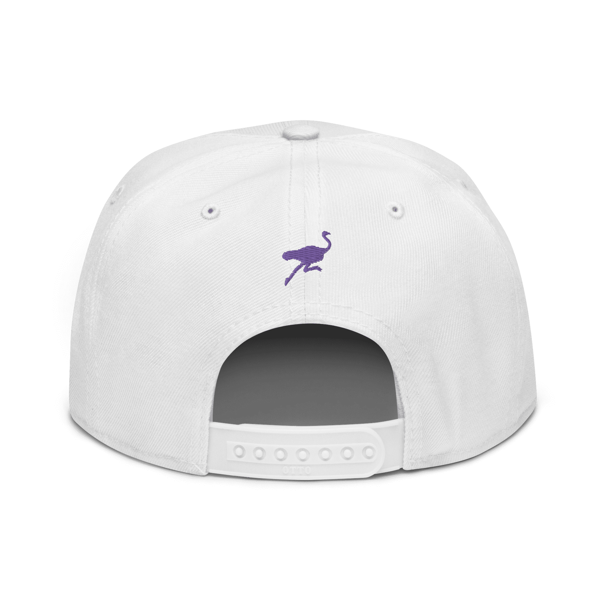 Back view of a white nostr snapback hat.