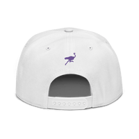 Back view of a white nostr snapback hat.
