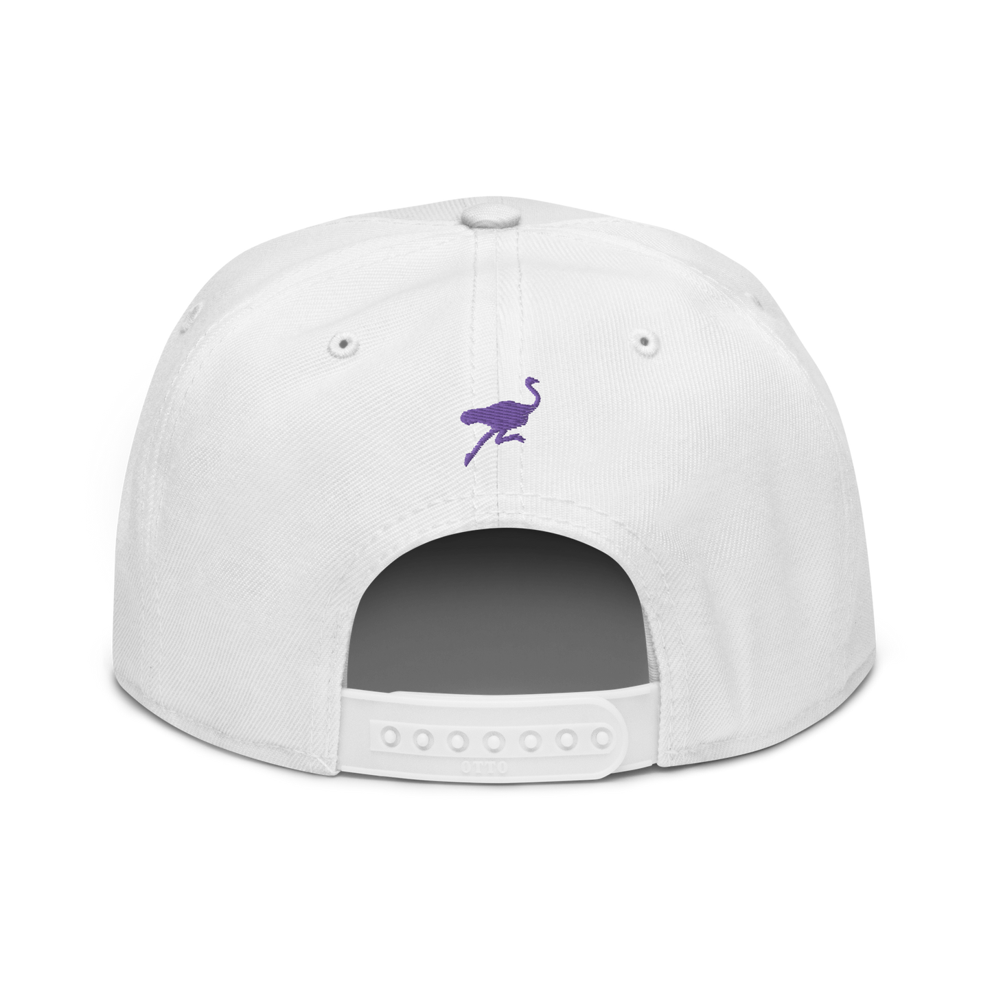Back view of a white nostr snapback hat.