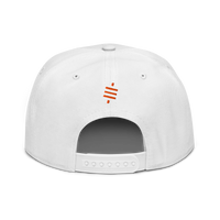 Sats Symbol bitcoin snapback hat in White, back view.