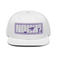 Front view of a white nostr snapback hat.