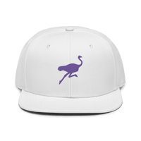 Front view of a white nostr snapback hat.