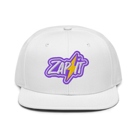 Zap It nostr snapback hat in White, front view.
