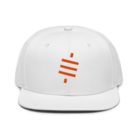 Sats Symbol bitcoin snapback hat in White, front view.