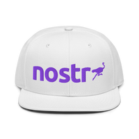 Nostr nostr snapback hat in White, front view.